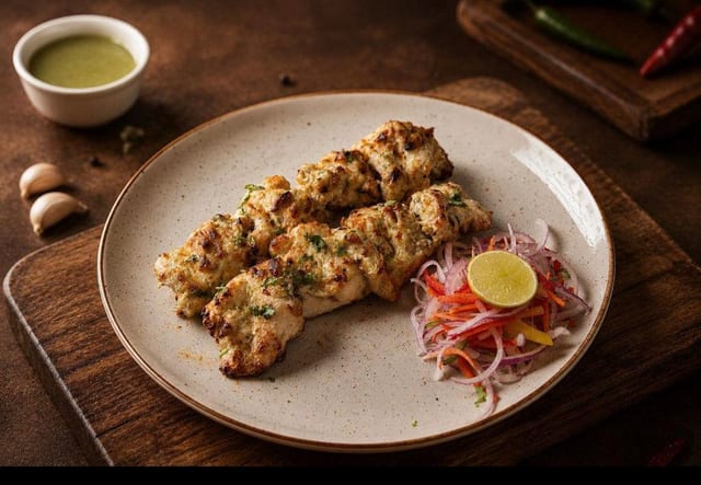 Malai Chicken Kebab.