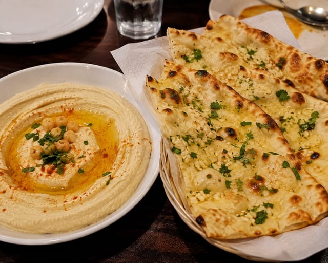 Fresh Hummus with Garlic Naan.