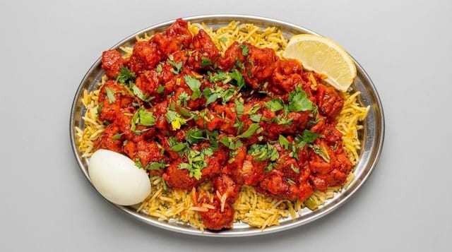 Chicken 65 Biryani.